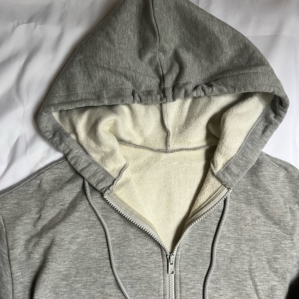 alo gray hype full zip hoodie sz small - Picture 5 of 6